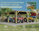 Jocisland 20x20x9.2 FT Cedar Wood Carport with Sloped Galvanized Steel Roof, Heavy Duty Outdoor Shelter for 2 Cars, Trucks, Boats & Tractors, Wind & Snow Resistant Pitch Roof Design