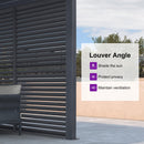 PURPLE LEAF Louvered Pergola Accessory 94AS Aluminum Louver Grille for Optimal Privacy, Sunlight Control Four Panels a Complete 13' Side Fixed Shutter Wall, Pergola Not Included