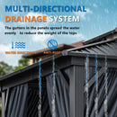 HOTEEL 10x15 Hardtop Gazebo with Heavy Duty Galvanized Steel Double Roof, Aluminum Frame, Flame-Resistant Curtains and Netting, Outdoor Permanent Pavillon for Backyard, Black