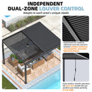 AECOJOY 13' x 10' Louvered Gazebo Pergola, 10x13 Outdoor Hardtop Wall-Mounted Lean to Gazebo with Adjustable Metal Rainproof Patio Roof, Pergolas and Gazebos Clearance, Heavy Duty Awnings for Patio