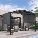 MASTERCANOPY 10x12ft Outdoor Retractable Pergola with Sun Shade Canopy Patio Metal Garden Pergola,Dark Grey