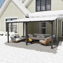 OC Orange-Casual 10x14 FT Patio All-Iron Gazebo,Hard Top Lean to Gazebo Pergola with Roof, Wall Mounted Heavy Duty Awnings, for Outdoor, Backyard, Deck