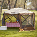 CLAM Pop Up Screen Tent, Outdoor Camping Gazebo Canopy, Pavilion, 12.5', Brown