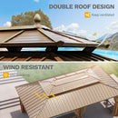 DWVO 12x20 ft Hardtop Gazebo Outdoor Heavy Duty Aluminum Gazebo with Nettings and Curtains, Combined of Horizontal and Vertical Stripes Roof for Patio, Backyard, Deck, Lawns and Balcony, Bronze