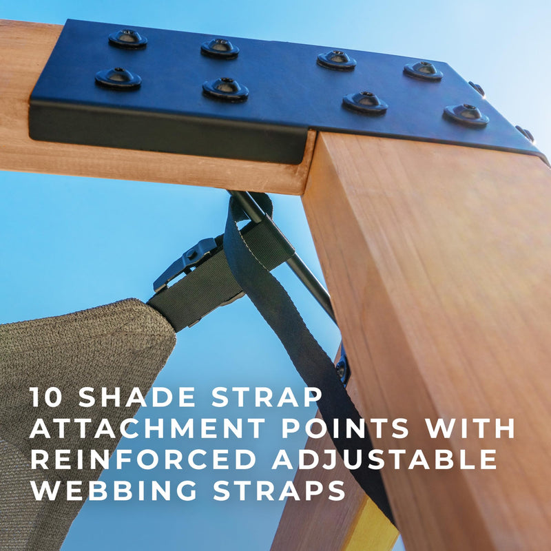 Backyard Discovery Brendan 12' x 10' Modern Cedar Wood Pergola Kit with Heavy-Duty Sun Shade Sail Screen Canopy, PowerPort, High-Wind Rating for Outdoor Patio, Garden, Deck, and Entertaining