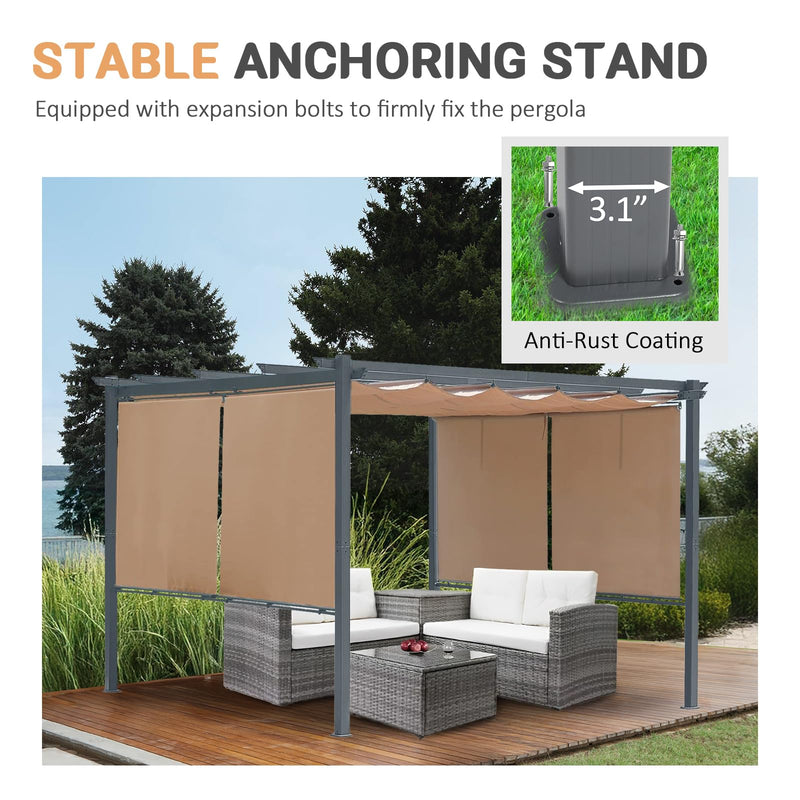 Masyardi 12 x 12 Ft Outdoor Aluminum Pergola, Retractable Canopy & 2 Sides Shades for Patio Backyard Garden Deck