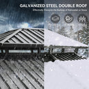 YITAHOME 12x16ft Hardtop Gazebo with Nettings and Curtains, Heavy Duty Double Roof Galvanized Steel Outdoor Combined of Vertical Stripes Roof for Patio, Backyard, Deck, Lawns, Gray