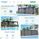 EROMMY Louvered Pergola 12' x 24' Outdoor Hard Top Pergola with Aluminum Frame and Adjustable Metal Rainproof Roof for Garden & Patio, Curtains and Netting Included, Gray-Black