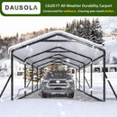 DAUSOLA Carport 12x20 FT Heavy Duty Carports Canopy with Updated Frame Structure Galvanized Steel Roof and Enhanced Base, Metal Carport Garage for Pickup, Boat, Car and Tractors