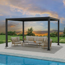 10' ×13' Outdoor Louvered Pergola, Aluminum Outdoor Louvered Pergola Patio with Adjustable Roof for Outdoor Deck (Black, 10x13)