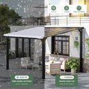 Outdoor Gazebo, Awnings for Patios Decks Backyards with Sunlight Panels, Top Lean to Pergola, Heavy-Duty Metal Sunroom, Frosted Gray (10X14 FT)