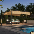 Aoxun 12x14FT Aluminum Pergola, Outdoor Retractable Pergola with Upgraded Canopy Cover, Heavy Duty Metal Pergolas and Gazebos with Adjustable Sun Shade for Modern Patio, Backyard, Deck, Garden