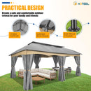 HOTEEL Gazebo 12x20, Outdoor Gazebo on Clearance with Double Ventilated Flat Roof, Privacy Curtains & Mosquito Netting, Easy Set up Canopy Tent with Stable Metal Frame for Patio, Gray (Upgraded 2.0)