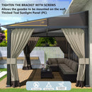 Kurapika 10’ x 12’ Wall Mount Gazebo Outdoor Pergola, Hardtop Lean to Gazebo Canopy Awnings with Sloped Roof and Sturdy Steel Frame, for Patio, Porch, Deck, Backyard(Sand)