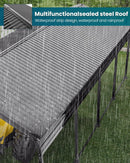 Metal Carport 12x21 Heavy Duty Easy Snow Off & Self Draining Design, 70KG/㎡ Load Ideal for Snow/Rain/Wind Conditions, Enhanced Base & Double Rust Proof Coating & Galvanized for Boats and Car, Truck