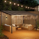 EBE 12' x 10' Wall Mounted Gazebo on Clearance, Lean to Gazebo Pergola with Sloped Roof, for Patio, Porch, Deck