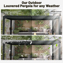 SHPAI 10’ x 16’ Louvered Pergola, Outdoor Pergola Aluminum Frame with Adjustable Rainproof Metal Roof, Permanent Sun Shade with Drainage System for Backyard, Garden and Lawn (Grey)