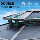 YITAHOME 10X12FT Hardtop Polycarbonate Gazebo Outdoor Patio Double Top Canopy Galvanized Iron Aluminum Column Garden Tent Curtains Netting for Backyards Decks Lawns,Gray