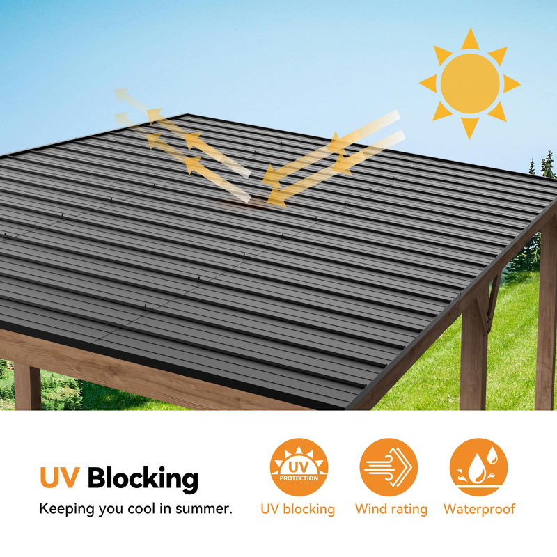 Modern Shade Supreme Cedar Wood Gazebo 12' x 20' with Hardtop Slope Roof, Wooden Grill Gazebo with Durable and Rot-Resistant, Supports Snow Loads and High Wind Speeds, Ideal for Backyard, Deck, Garden