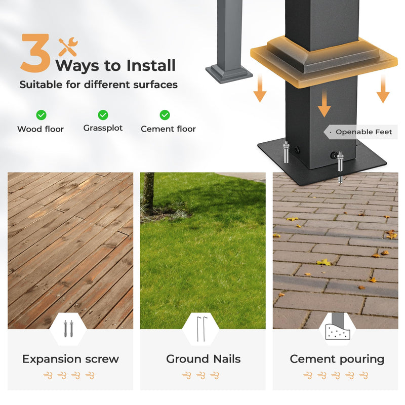 HAPPATIO 10' x13' Outdoor Arched Patio Pergola, Outdoor Retractable Pergola with Sun Shade Canopy, Aluminum Frame with Canopy Fixed in Various Positions for Gardens, Patios, Backyards (Grey)