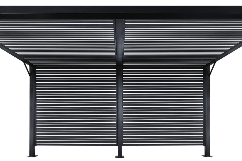 Sojag Meeru 9 ft. x 12 ft. Outdoor Aluminum Pergola with Rustproof Powder-Coated Frame, Welded Anchoring Plates, and Louvered Wall Design for Stylish Backyard Shade and Shelter