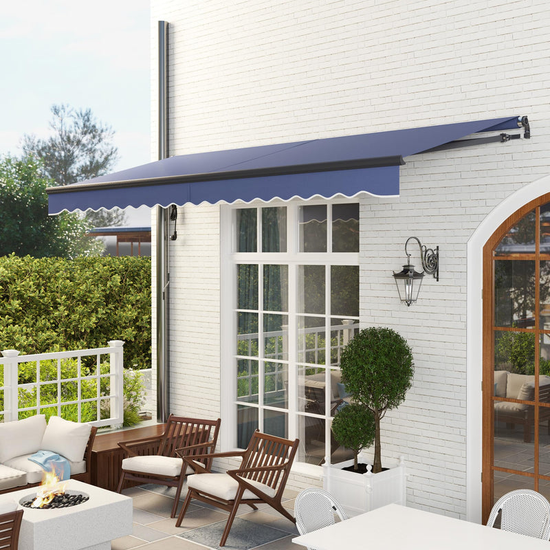 Outsunny 15' x 10' Electric Retractable Awning, Aluminum Frame Motorized Patio Awning with Remote Controller, UV30+ Protection Sun Shade Canopy for Door Window Garden Deck, Dark Blue