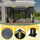 LVUYOYO 10' x 13' Outdoor Louvered Pergola, Metal Aluminum Pergola with Adjustable Roof, Waterproof Gazebo with Curtains and Netting for Patio, Backyard, Garden, Deck (Black)