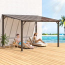 VIWAT 10' x 12' Gazebo, Outdoor Gazebos on Clearance with Aluminum Frame, Wall Mounted Gazebo & Pergola, Lean to Gazebo Awnings for Patio, Decks, Porch and Backyard