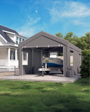 Hipicute 12'x20'x11' Heavy-Duty Portable Garage with Canopy Top, Front and Back Doors, Roll-Up Windows, Carport Shelter Reinforced Structure for Cars, Trucks, Boats, and Parties - Gray