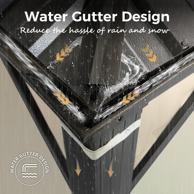 MIXPATIO 14' x 20' Hardtop Gazebo, Galvanized Steel Metal Double Roof Gazebo, Permanent Outdoor Metal Pavilion with Curtain and Netting for Deck, Backyard, Patio, Lawns