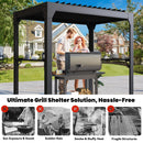 UPHYB 8x5 Louvered Pergola, Aluminum BBQ Pergola, Hardtop Gazebo for Outdoor Grill, Adjustable Rainproof Roof, Pergolas for Patio, Black