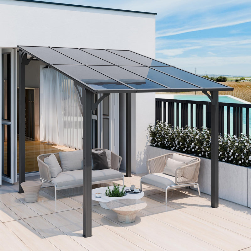 Vongrasig 10’ x 8’ Gazebo for Patio, Large Wall-Mounted Pergola Gazebo on Clearance, Outdoor Lean to Awnings for Backyard, Deck, Patio