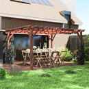 Outsunny 11' x 12.5' Outdoor Wood Pergola with Grape Trellis with Stable Structure for Climbing Plant Support for Patio, Deck, Backyard, Lawn, Brown