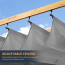 HAPPATIO 12' X 12' Retractable Pergola Canopy for Backyard, Garden, Patio; Woodgrain-Look Aluminum Frame with Retractable Pergola Canopy, Includes Anchors and Expansion Screws (Grey)