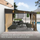 Domi 12' x 20' Lean to Gazebo with Aluminum Frame, Wall Mounted Gazebo Hardtop Galvanized Steel Sloping Roof with Curtains and Netting for Patio Deck Backyard Lawn Party…