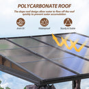 Raysfung 10' x 10' Wall Mounted Gazebo, Lean to Gazebo with Aluminum Frame, Polycarbonate Hardtop Gazebos Pergola with Sloping Roof for Outdoor, Backyard, Patio