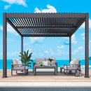 Louvered Pergola 10'x12', Full Aluminum Outdoor Pergola with Adjustable Rainproof and Gutter System, Hardtop Gazebo for Patio, Deck, Garden, Yard, Black