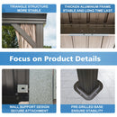 SHPAI 12’ x 16’ Lean to Gazebo, Outdoor Wall Mounted Gazebo Aluminum Frame, Hardtop Pergola with Galvanized Steel Sloping Roof for Patio Deck Garden Backyard, Curtain and Netting Included