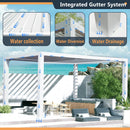 Domi Outdoor Louvered Pergola 10x16FT with Adjustable Steel Roof, Outdoor Aluminum Structure Rainproof Pergola for Backyard, Garden and Lawn,White