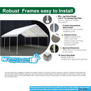 King Canopy Hercules 18-Feet by 20-Feet, 2-Inch Hammertone Steel Frame w/Buttons, 8-Leg, Carport, White