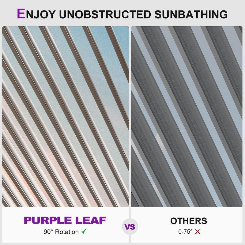 PURPLE LEAF Louvered Pergola 10' × 15', Aluminum Outdoor Hardtop Pergola with Adjustable Retractable Louvre Roof for Deck, Garden Backyard