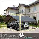 RITERYIFER RV Metal Carport Canopy 20x20 FT Heavy Duty Black Carports Kits for Garage,Aluminum Car Ports 20 FT with Steel Shelter Frame Cover for 2 Car or Boats