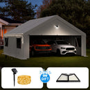 Benass 20x20 Carport, Heavy Duty Carport Canopy Garage with Removable Sidewalls and Drive Through Roll Up Doors Zipper, White