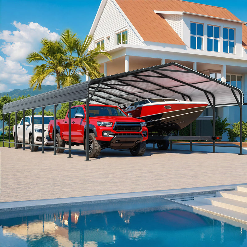AirWire 20x40 FT Metal Carport Canopy Heavy Duty with Reinforced Base and Galvanized Steel Roof & Frame, Garage Shelter for Cars, Boats and Trucks