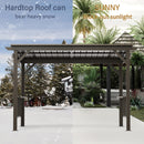 Domi 6.5x12FT Hardtop Grill Gazebo, Outdoor BBQ Gazebo with 2 Side Shelves, Sloping Steel Roof for Permanent Sun Shade with Ceiling Hooks for Patio Deck Yard Garden (Brown)