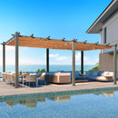 EROMMY Outdoor Retractable Pergola 12' x 20', Outdoor Aluminum Freestanding Shelter with Adjustable Sun Shade Canpoy for Patios, Beige