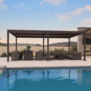 PURPLE LEAF 13' x 20' Louvered Pergola Outdoor Adjustable Louvre Shade Modern Patio Aluminum Pergola with Retractable Roof for Deck Backyard Garden Hardtop Gazebo