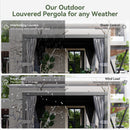 Aoxun Louvered Pergola 12' x 16' Outdoor Aluminum Pergola with Adjustable Top for Decks, Gardens and Backyards, Gray