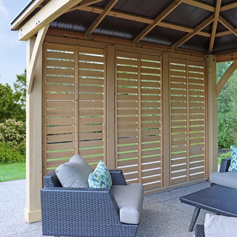 Yardistry 10' Meridian Wooden Privacy Wall, Fits One Side of 10' Meridian Gazebos, Cedar
