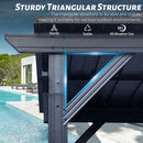 Domi 6.5x12FT Hardtop Grill Gazebo, Outdoor BBQ Gazebo with 2 Side Shelves and Ceiling Hook, Outdoor Grill Canopy with Galvanized Steel Slope Roof for Patio Lawn Backyard Deck, Grey